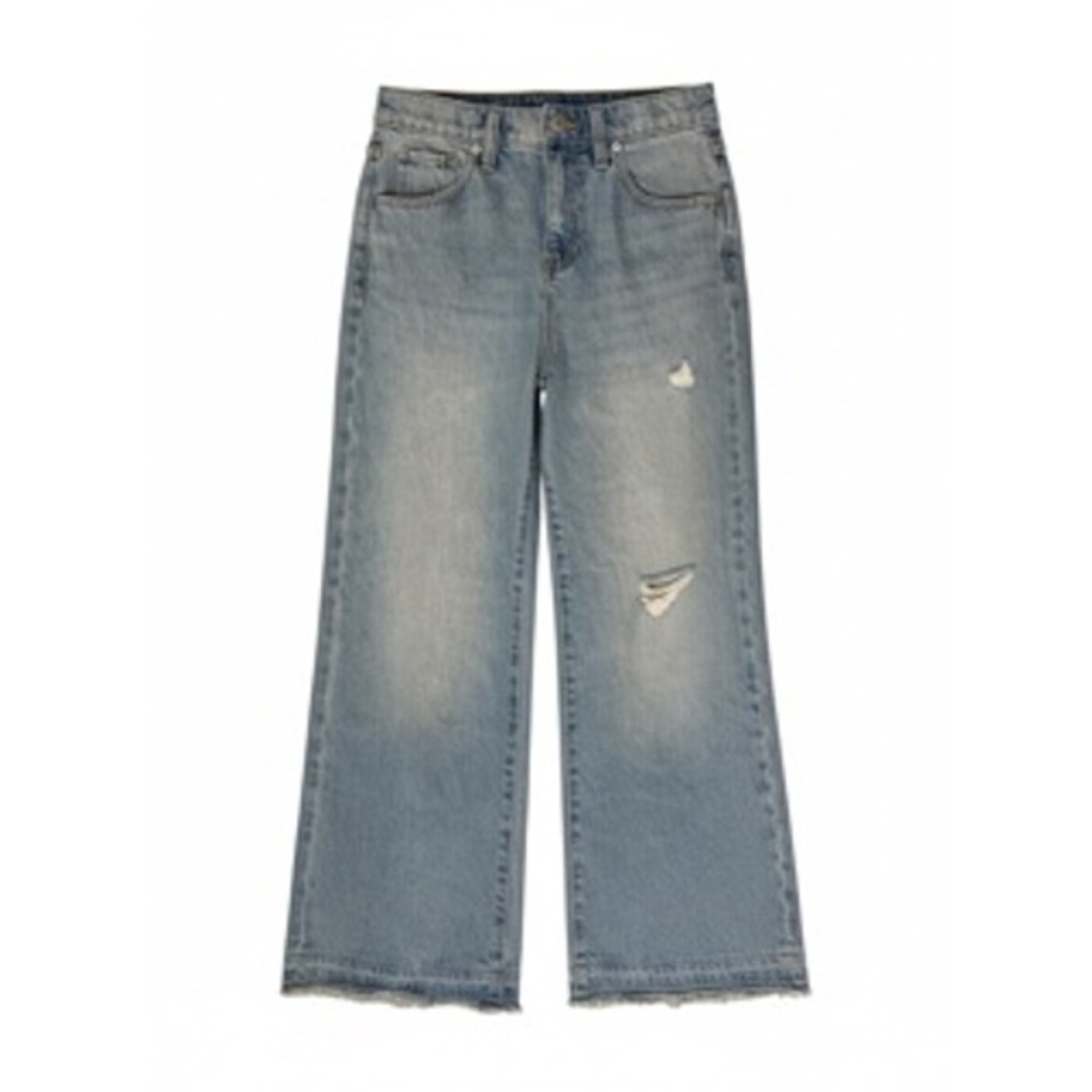 Old Navy High Rise Baggy Wide Leg Jeans Light Wash Distressed Blue Size 12 Teens